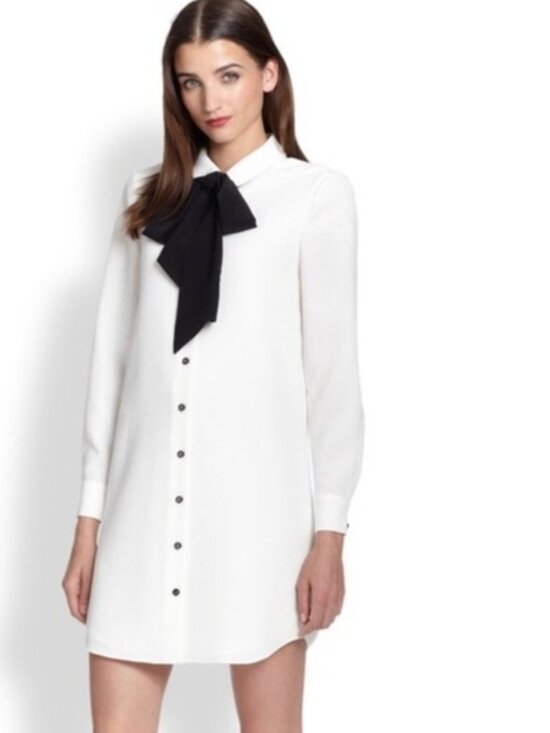kate spade Dresses & Skirts - Kate Spade Griffin Shirt Dress Women 0 White Bow Tie Preppy Office Chic
